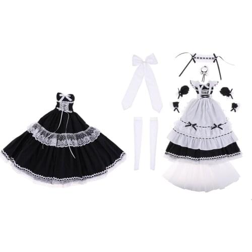 Doll Clothes Suit for 1/3 Dolls - Dress, Apron, Gauze Skirt, Bowknot