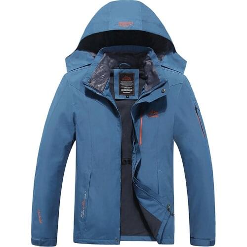 Men Hiking Jacket Warm Waterproof Windproof Fleece Skiing Trekking Camping Softshell Outdoor Coat for Male Large Size