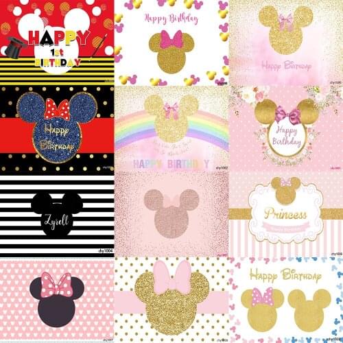 LEVOO mouse Baby Shower birthday backdrop little princess party girl decoration kids newborn customize background photocall