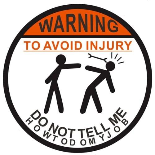 Hot Sell Warning To Avoid Injury Hard Hat Lunch Box Tool Box Helmet Car Sticker Vinyl Sunscreen Accessories PVC 8cm*8cm