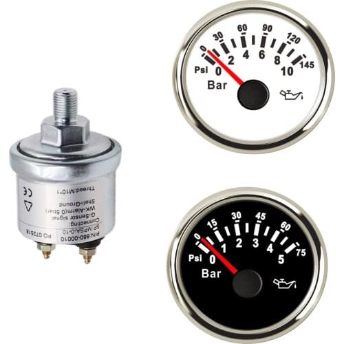 Boat Car Mechanical Oil Pressure Gauge Sensors NPT1/8 M10X1 Sensor Thread for 0-5 Bar 0-10 Bar Oil Pressure Sensors