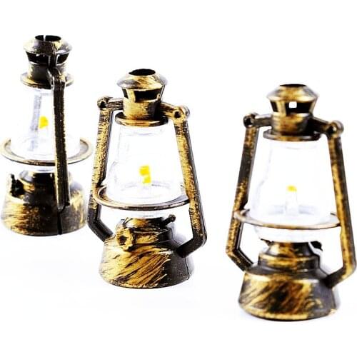 Dollhouse Miniature Retro Lantern Kerosene Lamp Pretend Play Scene Ornaments Decoration Living Room Kids Girls Toy Accessories