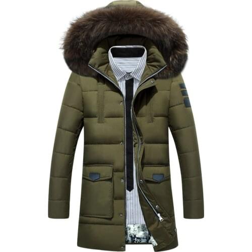 Duck down jacket men 2018 new winter jacket mens down coat thick warm parkas fur hooded long overcoats WLF124