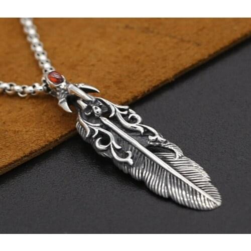S925 Sterling Silver Takahashi Goro Handmade Jewelry Vintage Thai Silver Skull Flame Feather Male And Female Pendants