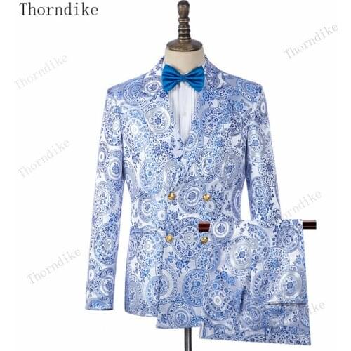 Thorndike New Arrive Male Double Breasted Groom Tuxedo For Men Wedding Suits Prom Best Man (Jacket+Pants)T1163