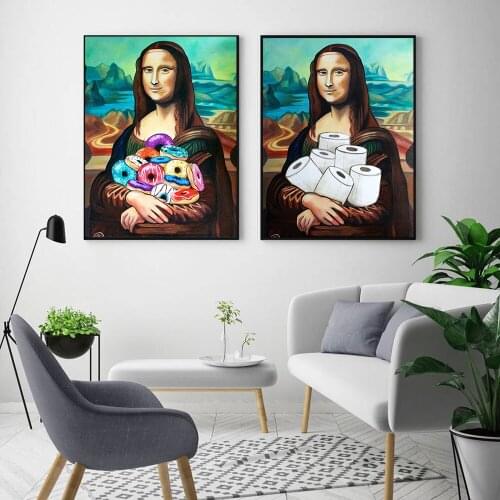 Canvas Painting Funny Toilet Wall Art Mona Lisa Bathroom Paper Print Poster Home Decoration Nordic Modular Picture Living Room