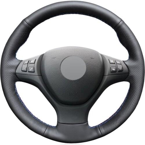 Black Artificial Leather Hand-stitched No-slip Car Steering Wheel Cover for BMW M Sport X5 E70 M50d X6 E71 X5 M X6 M E71
