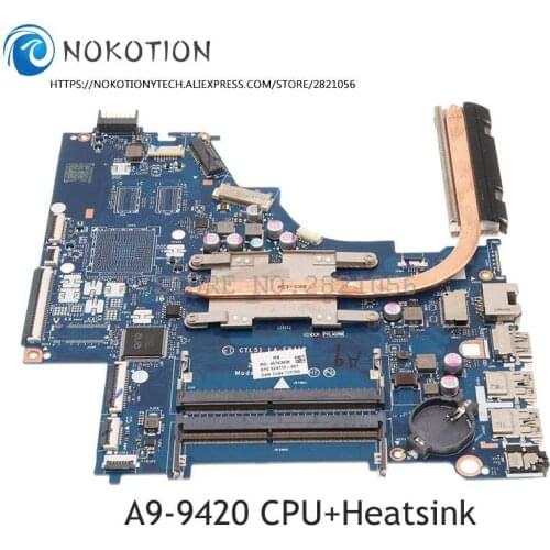 NOKOTION 924719-601 924719-001 For HP 15 15-BW 15-BW080NR Laptop Motherboard CTL51 53 LA-E841P A9-9420 CPU+Heatsink