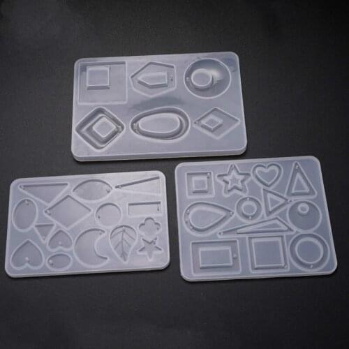 New 1PCS 3 Style Pendants Craft DIY Transparent UV Resin Liquid Silicone Combination Charms Molds for Making Earring Jewelry