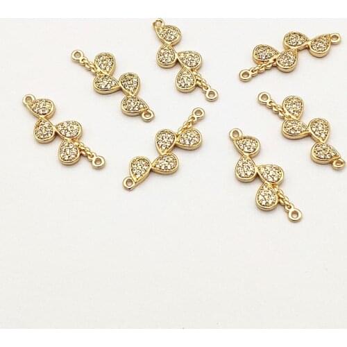 New arrival! 29x10mm 50PCS Cubic Zirconia Leaves shape Connector for Hand Made Earrings DIY parts,Jewelry Findings & Component