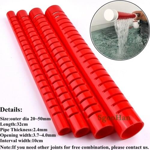Red 20~50mm PVC Rain Pipe Filter Accessories Aquarium Fish Tank Drip Water Pipe Home Garden DIY Tube Watering Drain Deluge Pipe