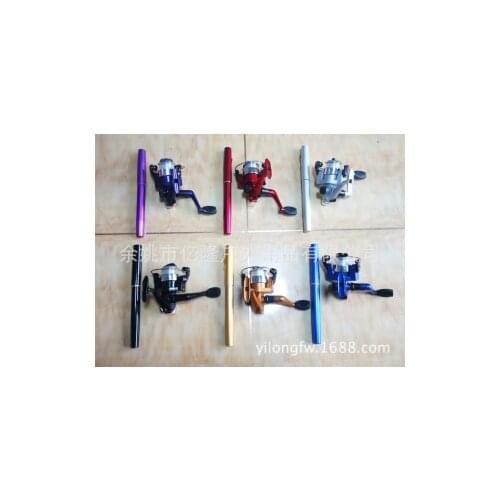 Whole Sale 100sets/lot 1.6M Pen Fishing Rods W Mini Fishing reel 5.1:1 Mini Fishing Rod Set