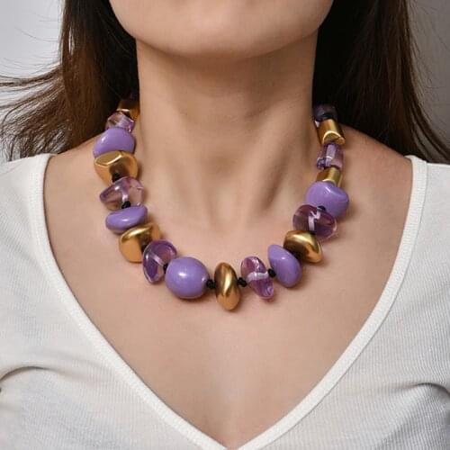 Acrylic Resin Beads Necklaces For Women 2021 Korean Fashion Jewelry Vintage Chain Choker Necklace Large Big New Wholesale