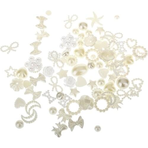 100x Assorted Plastic Pearl Embellishment Cabochon for DIY Crafts Wedding