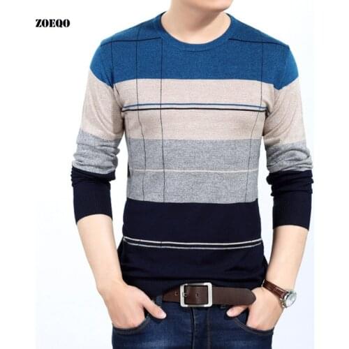Striped Pullover Men O Neck Sweater mens pullover sweaters masculino casual Mens Sweaters cotton Knitwear Pull Homme