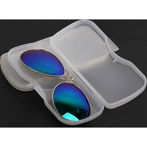 Portable Transparent Shell Case Protector Box For Clip-on Flip-up Len Glasses