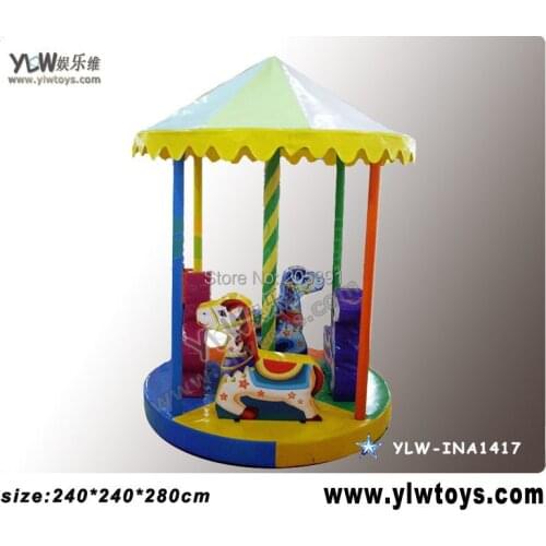 Amusement playground for children play center,electric carousel for kids playground soft Horse Swivel YLW-INA1417