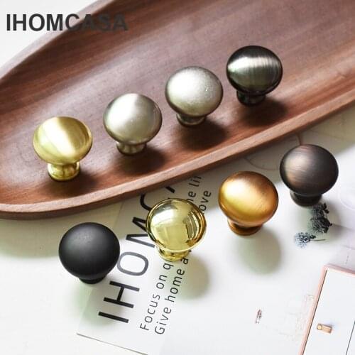 IHOMCASA Zinc Alloy Black Solid Round Knob Furniture Handles Shoebox Cabinet Drawer Wardrobe Door Gold pull Handle Single Hole