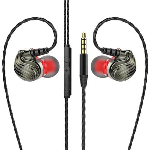 S8 Quad-core Dual Moving Coil 3.5mm In-Ear HiFi 6D Stereo Music Wired Earphone with MIcrophone