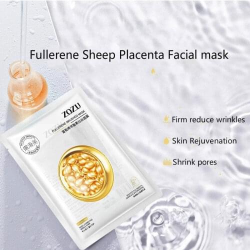 10Pcs Face Mask Hydrating Firming Lifting Shrink Pores Anti-Wrinkle Anti-Aging Brighten Sheep Placenta Fullerene Skin Care 25g