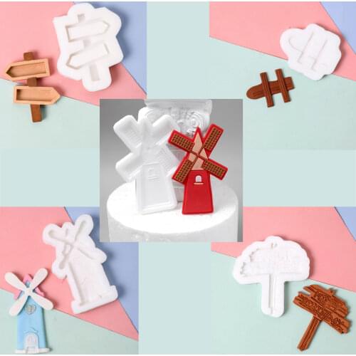 Windmill & Fence Silicone Mold Fondant Mould Cake Decorating Tools Chocolate Gumpaste Molds, Sugarcraft, Kitchen Gadget