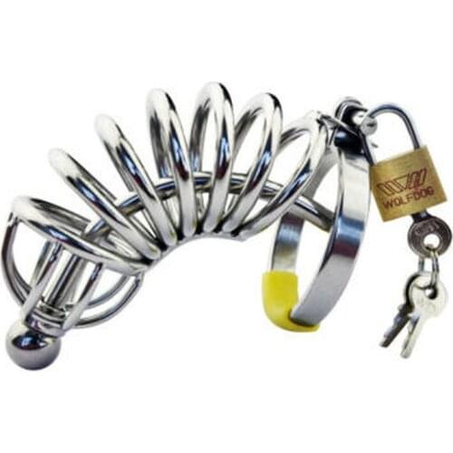 High Quality Stainless Steel Male Chastity Device Cage With Urethral Tube A057 cock rings chastity belt cock ring