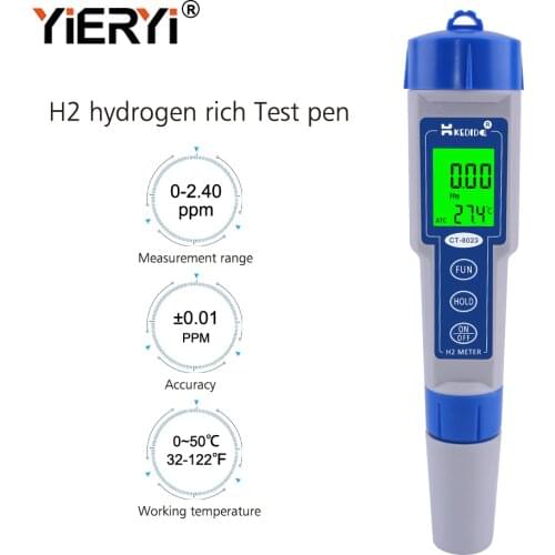 Yieryi CT-8023 Hydrogen-rich Water Quality Testing Pen H2 Hydrogen Meter 0-2400ppb /0-2.40ppm Hydrogen Generators For Health