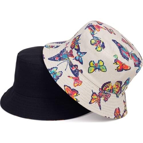 Fashon wild hip hop Bucket Hat Men Women Summer Bucket hats butterfly Print Bob Hats Fishing Fisherman Hat outdoor sun hats