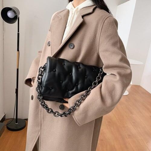 Womens Bag New Fashion Solid Color Women Purses and Handbag Leather Chain Shoulder Bag Retro Quilted Ladies Underarm Bag Clutch