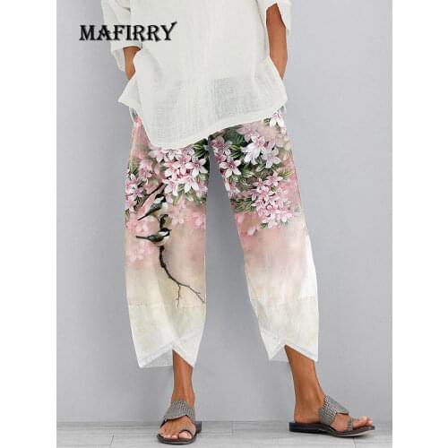 2021 Women Casual Loose Wide Leg Pants Spring Autumn Elastic Waist Plus Size 4XL Pants Fashion Patchwork Streetwear Dropshipping