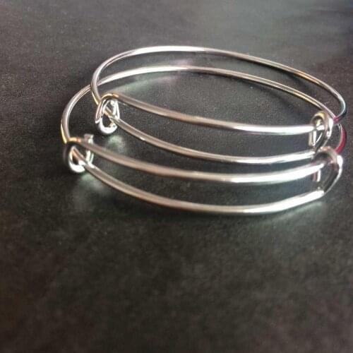 100pcs Children Size bangle) Wholesale Adjustable 50mm Gold Silver Plated Simple Wire Expandable Bangle for Jewelry DIY