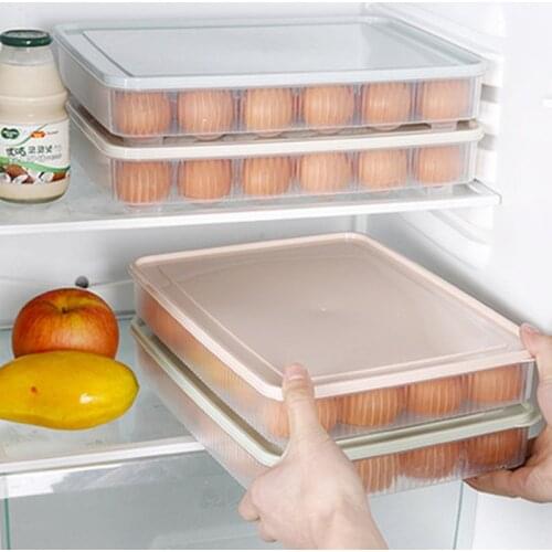 24 Eggs Holder Portable Kitchen Food Container Egg Storage Box Organizer Refrigerator Fresh Container Case Bins Random Color