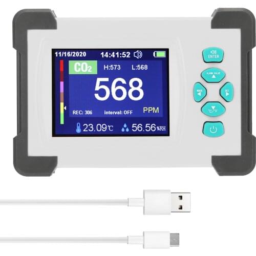 3.2inch TFT Full Color Display Carbon Dioxide Detector Portable CO2 Tester Rechargeable Air Quality Meter with Storage Box