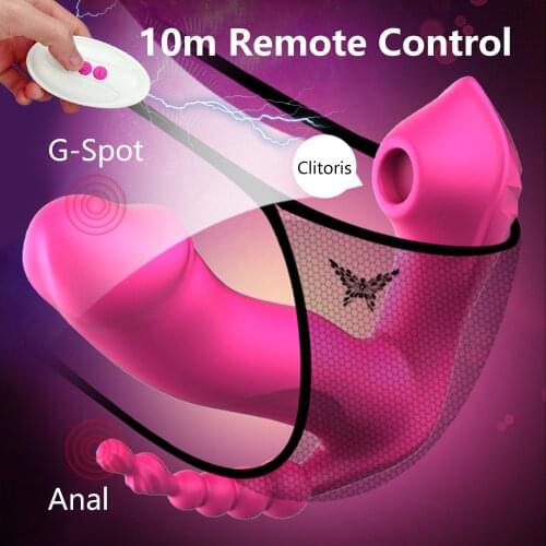 3 In 1 Panties Sucking Vibrator Heating Wearable G Spot Clitoris Stimulator Vaginal Anal Orgasm Dildo Adult Sex Toys For Women
