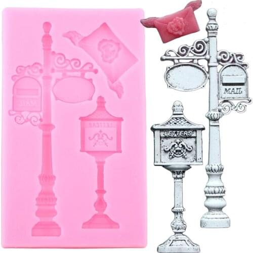 3D Vintage Mailbox Silicone Mold Cake Border Baby Party Fondant Cake Decorating Tools Chocolate Gumpaste Molds Candy Clay Moulds
