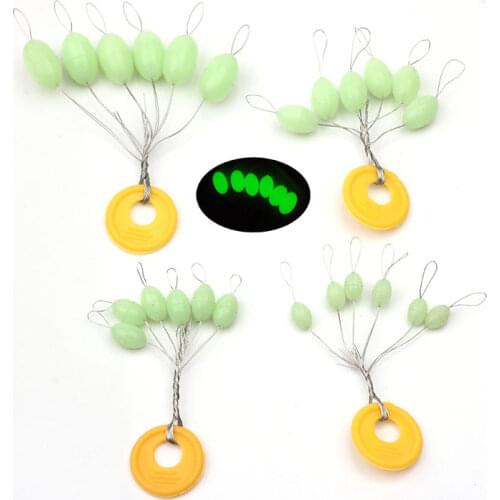 5sets/30pcs super big size huge Luminous Fishing Float Soft Rubber Stopper Fishing Line Bobber Space Oval Beans Connector Stops