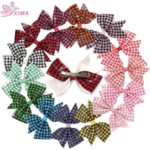 XIMA 14pcs/lot Girls Hair Accessories PU Leather Fabric Hair Clips Bows Hairpins Hair Barrettes Girls Gifts