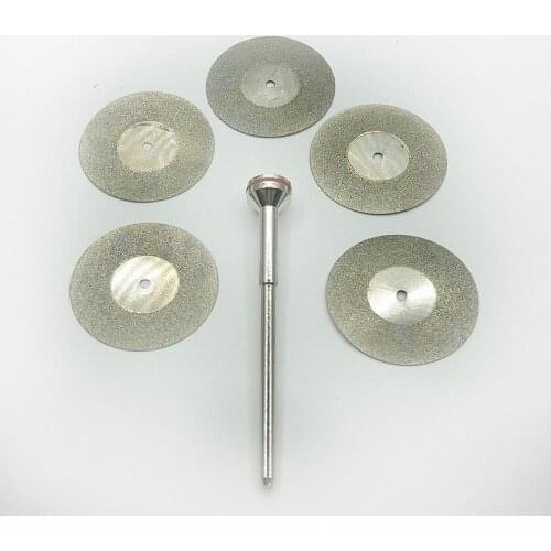5 pcs Dental lab Diamond disc disks Double sided grit cutting disc tool diameter 22mm thickness 0.20-0.25mm with 1 mandrel