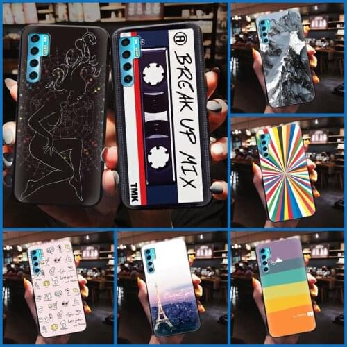 Beautiful Back Cover Phone Case For TCL 20 Pro 5G Fashion Design Glitter Original Black Case