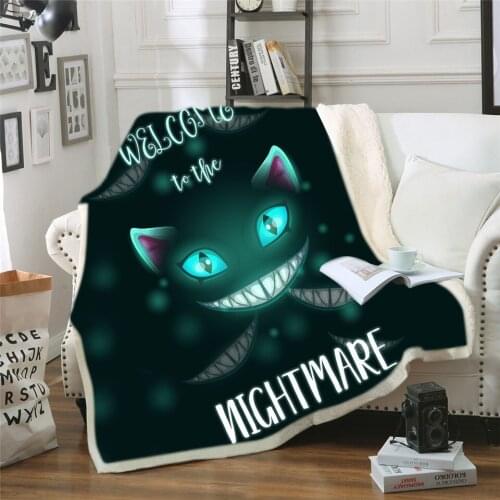 3D Digital Printing Horror Cat Cotton Velvet Square Blanket Cartoon Animal Thick Blanket 130*150 Child 150*200cm Adult