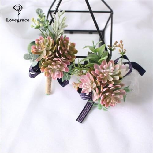 Artificial Plant Red Corsage Bracelets Boutonniere Men Wedding Silk Corsage Flower Wedding Planner Marriage Corsage Accessories