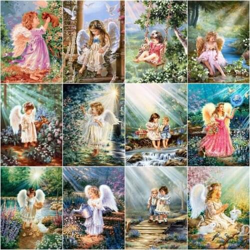 GATYZTORY Oil Painting By Numbers Angel Girl Kits For Adults Handmade DIY Framed On Canvas Home Living Room Decor Acrylic Arts