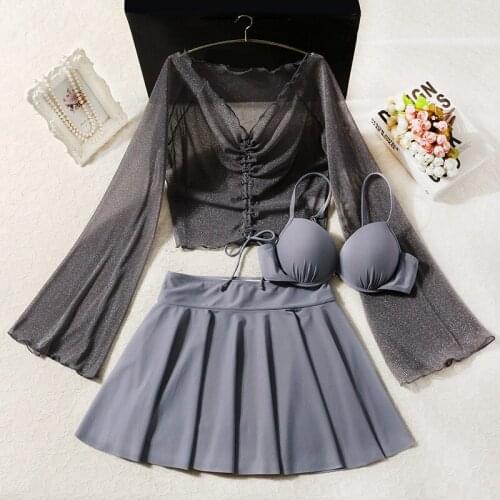 STAERK swimsuit womens 2020 new sexy small chest gathered split three piece suit to cover belly and show thin temperament