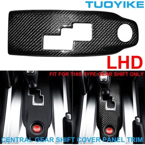 LHD Real Carbon Fiber Central Gear Shift Cover Panel Trim Sticker Decal Decorative Styling For Nissan GTR GT-R R35 2008-2016
