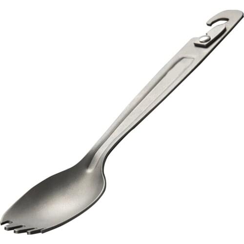 Camping Meal Spoon Titanium Fork Spoon Rice Spoon Portable Outdoor Tableware Picnic Folding Spoon With Can Breaker