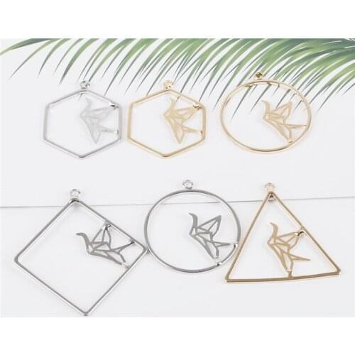 2019 New Zinc Alloy Metal Charm Pendant Thousand Paper Crane Geometric Bird Charm For DIY Earring Jewelry Findings Craft Making