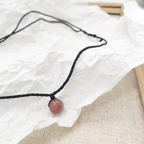 Fashion Natural Strawberry Crystal Necklace Women Korean Simple Rope Chain Kawaii Choker Vintage Jewelry
