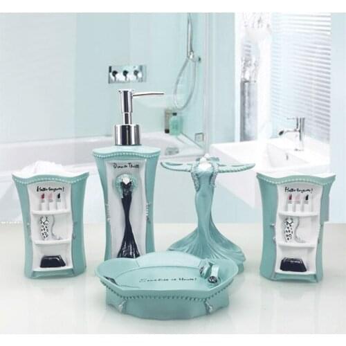 European-style Makeup Bathroom Toiletries Five-piece Kit Creative Resin Bathroom Accessories Washing Set Wedding Decoration Gift