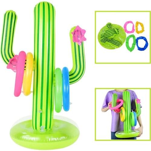 1Pc Inflatable Cactus Shape Balloon With 4Pcs Inflatable Ring For Kids Toy DIY Birthday Wedding Swimming Pool Party Decor Supply