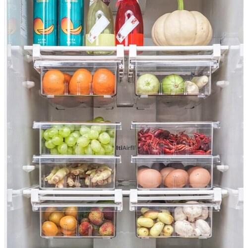 Food Organizer Refrigerator Fresh-keeping Box Kitchen Accessories Fruit and Vegetable Storage Box Pull-out Transparent